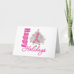 Cartes Pour Fêtes Annuelles Joyeuses Vacances Cancer du sein Pink Ribbon