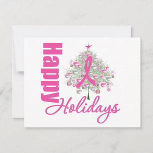 Cartes Pour Fêtes Annuelles Joyeuses Vacances Cancer du sein Pink Ribbon