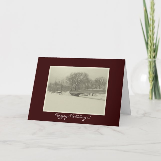 Cartes Pour Fêtes Annuelles Joyeuses vacances - Central Park Bow Bridge hiver (Devant)