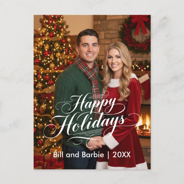 Cartes Pour Fêtes Annuelles Joyeuses vacances, Couples Photo Front (Devant)