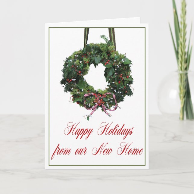 Cartes Pour Fêtes Annuelles Joyeuses vacances de notre nouvelle maison (Devant)