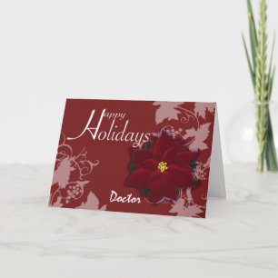 Cartes Pour Fêtes Annuelles Joyeuses vacances Docteur Noël Poinsettia Card