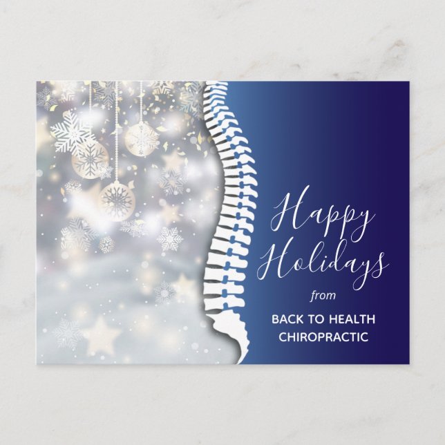 Cartes Pour Fêtes Annuelles Joyeuses vacances Élégant Snowflakes Chiropractic (Devant)
