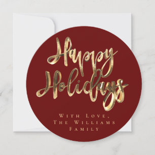 Cartes Pour Fêtes Annuelles Joyeuses vacances Elégante Bourgogne Rouge et Gold