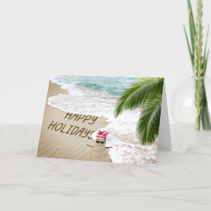 Cartes Pour Fêtes Annuelles Joyeuses vacances en bord de mer avec Sand Man