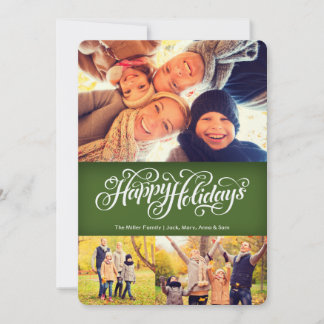 Cartes Pour Fêtes Annuelles Joyeuses vacances en vert | 5x7 | plat