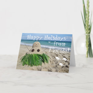 Cartes Pour Fêtes Annuelles Joyeuses vacances Floride Noël Snowman Sandman