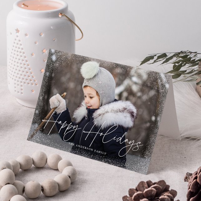 Cartes Pour Fêtes Annuelles Joyeuses Vacances Fluries de neige Photo (Créateur téléchargé)