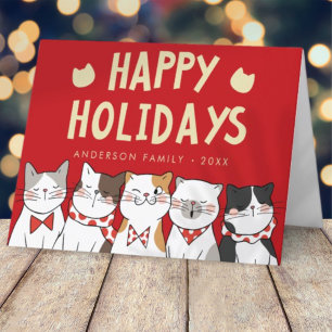 Cartes Pour Fêtes Annuelles Joyeuses Vacances Funny Cute Cats Caroling