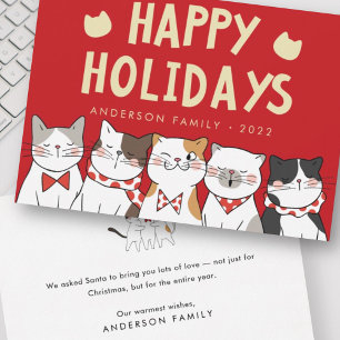 Cartes Pour Fêtes Annuelles Joyeuses Vacances Funny Cute Cats Caroling