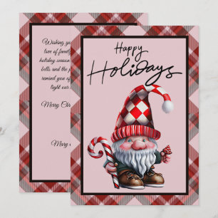 Cartes Pour Fêtes Annuelles Joyeuses vacances Gnome avec Sucre de canne Noël