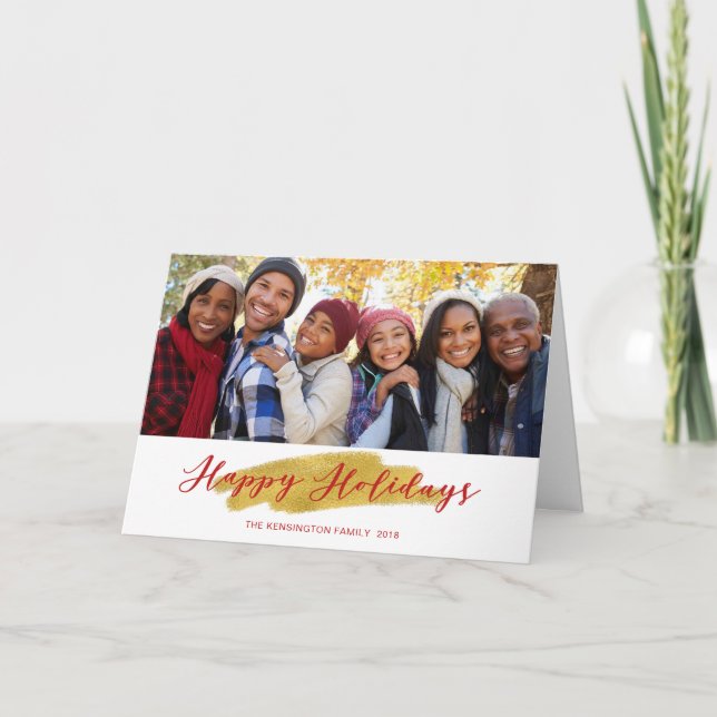 Cartes Pour Fêtes Annuelles Joyeuses vacances Gold Foil Tree photo de Noël (Devant)