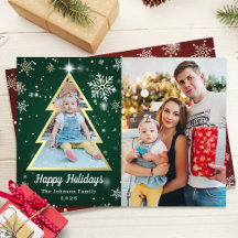 Joyeuses vacances Green Red Christmas Tree 2 Photo