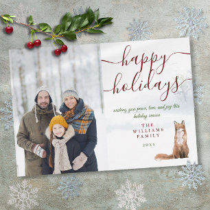 Cartes Pour Fêtes Annuelles Joyeuses vacances hiver Fox Noël Photo Holiday