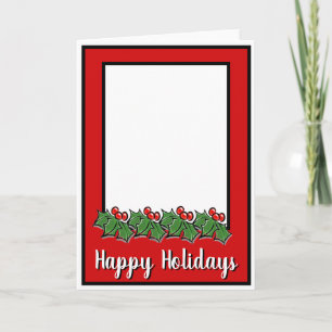 Cartes Pour Fêtes Annuelles Joyeuses vacances Holly Sprigs, verdure de Noël