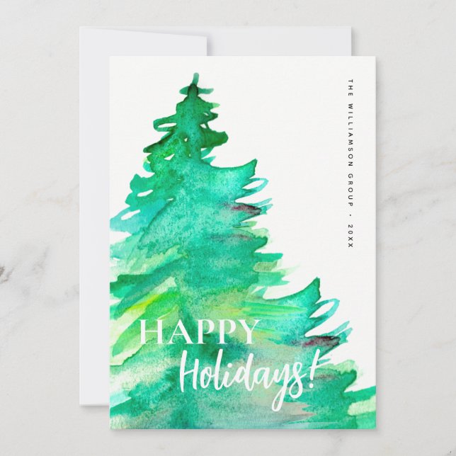 Cartes Pour Fêtes Annuelles Joyeuses Vacances Mini Pin aquarelle Affaires (Devant)