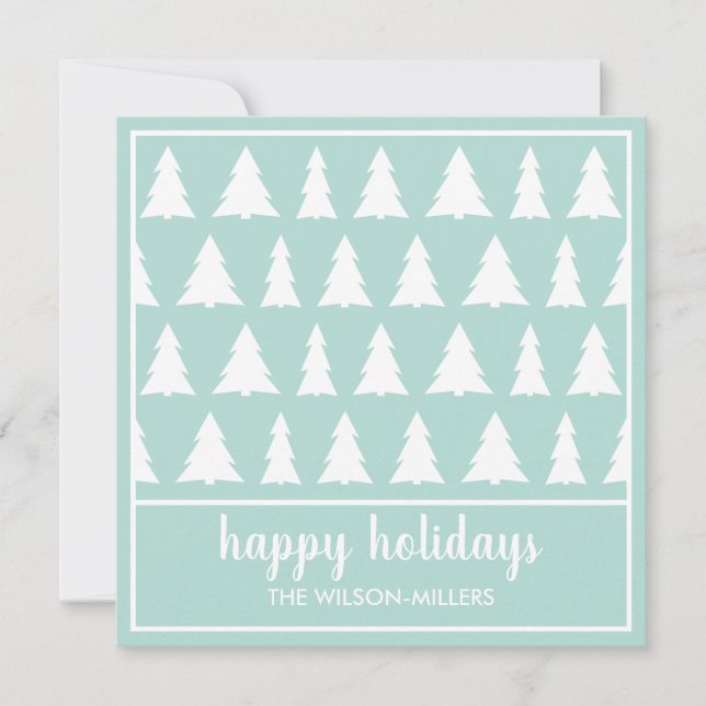 Cartes Pour Fêtes Annuelles Joyeuses vacances Moderne Mint Green Tree Motif (Devant)