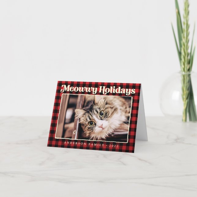 Cartes Pour Fêtes Annuelles Joyeuses Vacances Moderne Plaid Funny Animaux de c (Devant)