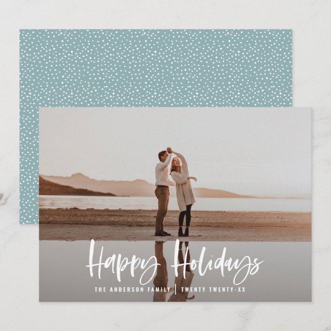 Cartes Pour Fêtes Annuelles Joyeuses vacances modernes, minimum de noël photo (Devant / Derrière)