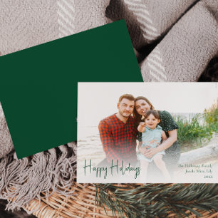 Cartes Pour Fêtes Annuelles Joyeuses vacances modernes   Photo complète verte