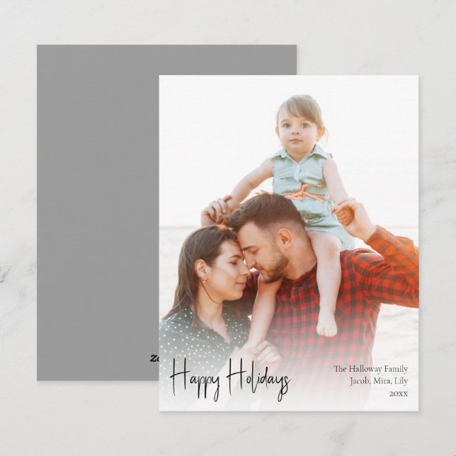 Cartes Pour Fêtes Annuelles Joyeuses vacances modernes | Photo verticale plein (Devant / Derrière)