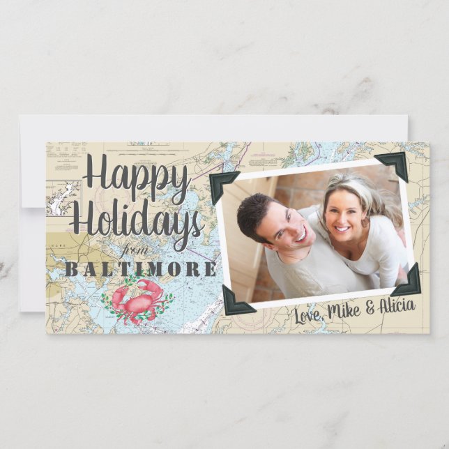 Cartes Pour Fêtes Annuelles Joyeuses vacances nautiques de Baltimore (Devant)