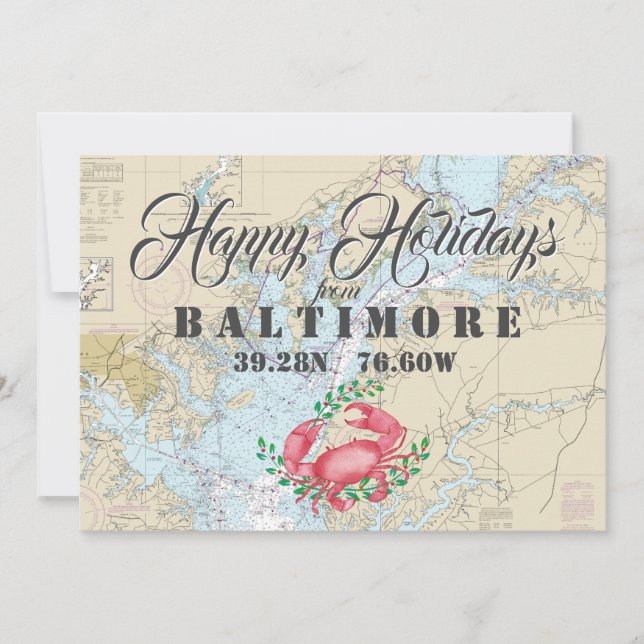 Cartes Pour Fêtes Annuelles Joyeuses vacances nautiques de Baltimore (Devant)