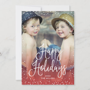 Cartes Pour Fêtes Annuelles Joyeuses vacances neige ROUGE photo