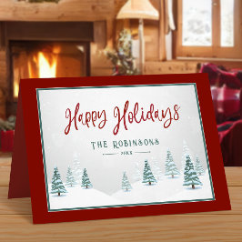 Cartes Pour Fêtes Annuelles Joyeuses Vacances Pays Élégant Épinette d'hiver