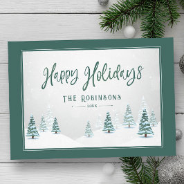 Cartes Pour Fêtes Annuelles Joyeuses Vacances Pays Élégant Scène d'Art d'hiver