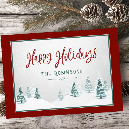 Cartes Pour Fêtes Annuelles Joyeuses Vacances Pays Élégant Scène d'Art d'hiver
