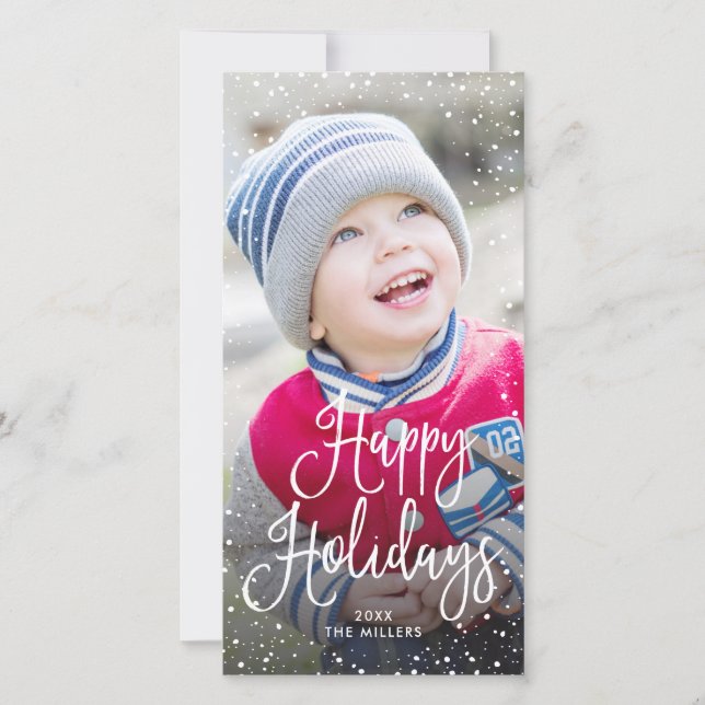 Cartes Pour Fêtes Annuelles Joyeuses vacances photo de neige (Devant)