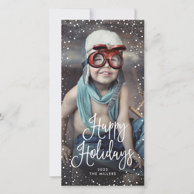 Cartes Pour Fêtes Annuelles Joyeuses vacances photo de neige (Devant)