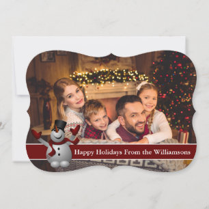 Cartes Pour Fêtes Annuelles Joyeuses vacances Photo mignonne Snowman Fancy Cut