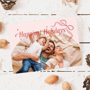 Cartes Pour Fêtes Annuelles Joyeuses vacances Pink Christmas Holiday Card