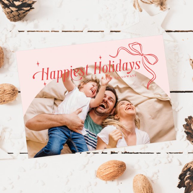 Cartes Pour Fêtes Annuelles Joyeuses vacances Pink Christmas Holiday Card (Créateur téléchargé)