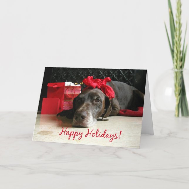 Cartes Pour Fêtes Annuelles joyeuses vacances pointeur et cadeaux au foyer (Devant)