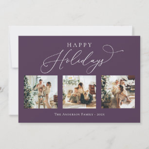 Cartes Pour Fêtes Annuelles Joyeuses vacances Purple Plum Multi Photo Collage