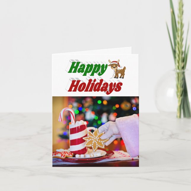 Cartes Pour Fêtes Annuelles Joyeuses vacances Reindeer photo typographie Noël (Devant)
