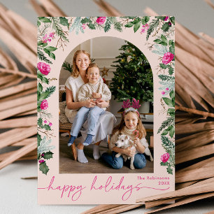 Cartes Pour Fêtes Annuelles Joyeuses Vacances Roses Vierges Bleues Arc 1 Photo