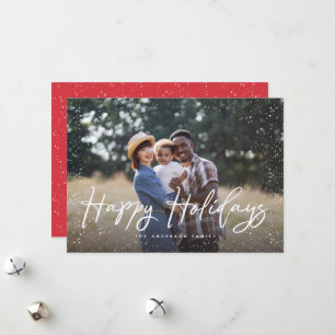 Cartes Pour Fêtes Annuelles Joyeuses vacances Script neige photo Noël