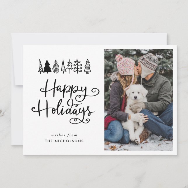 Cartes Pour Fêtes Annuelles Joyeuses vacances Script Photo de Noël (Devant)