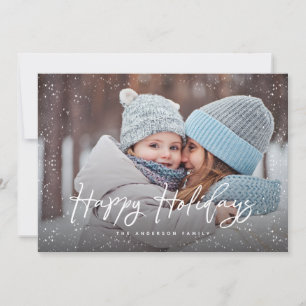 Cartes Pour Fêtes Annuelles Joyeuses vacances Script photo neige