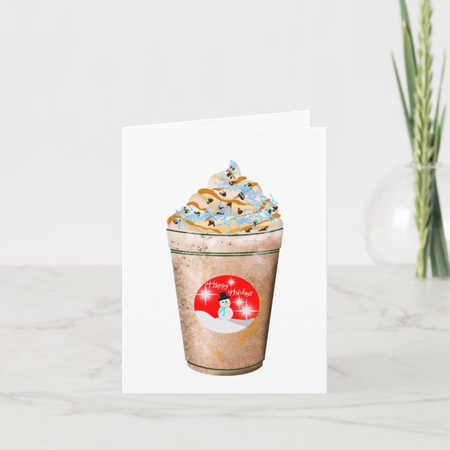 Cartes Pour Fêtes Annuelles Joyeuses Vacances Snowman Caramel Et Sprinkles Lat (Devant)