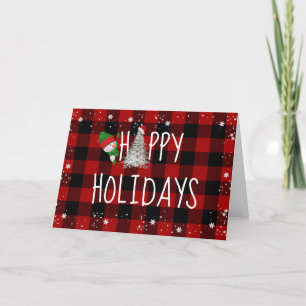 Cartes Pour Fêtes Annuelles Joyeuses vacances Snowman sur Buffalo Plaid