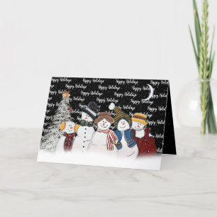 Cartes Pour Fêtes Annuelles Joyeuses Vacances Snowmen Dans Les Snowflakes