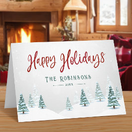 Cartes Pour Fêtes Annuelles Joyeuses Vacances Style Rustique Pays Arbres d'hiv