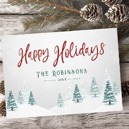 Cartes Pour Fêtes Annuelles Joyeuses Vacances Style Rustique Pays Arbres d'hiv