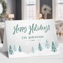 Cartes Pour Fêtes Annuelles Joyeuses Vacances Style Rustique Pays Arbres d'hiv