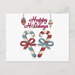 Cartes Pour Fêtes Annuelles Joyeuses vacances Sucre de canne coeur